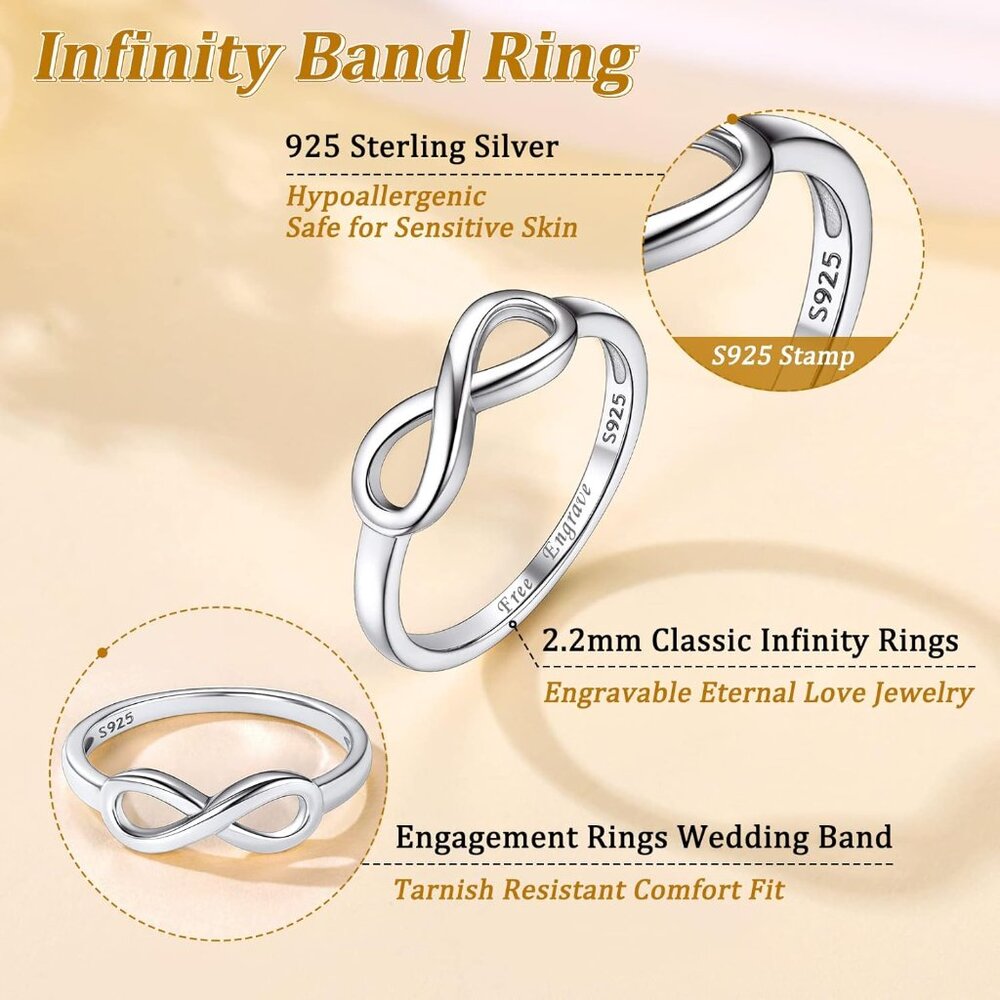 925 Sterling Silver Ring Simple Infinity Knot Wed… - image 4